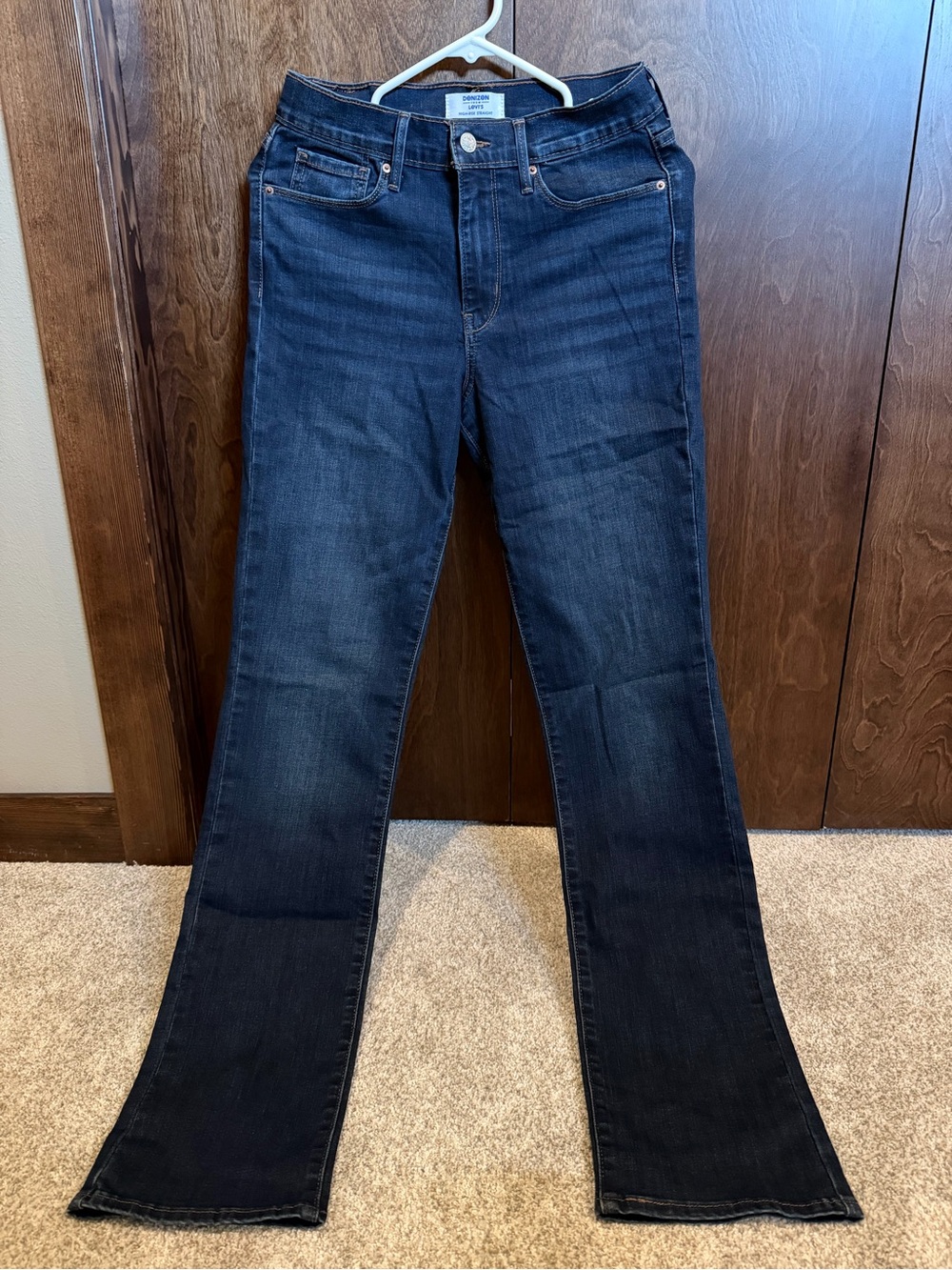 Women's Dark Wash High Rise Straight Leg Jeans